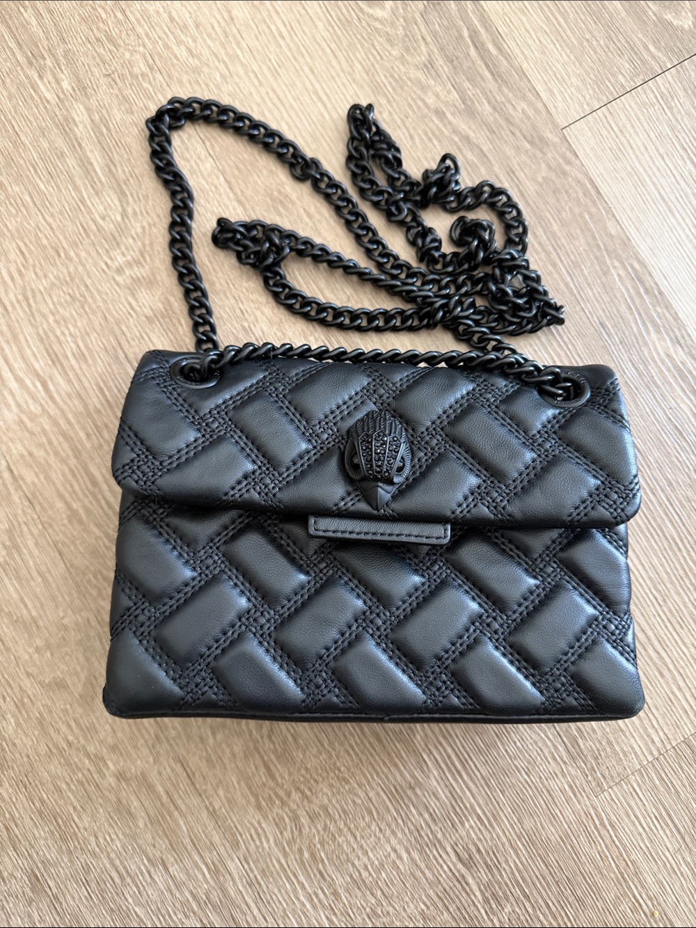 Kurt Geiger Black Quilted Leather Chain Crossbody Bag
